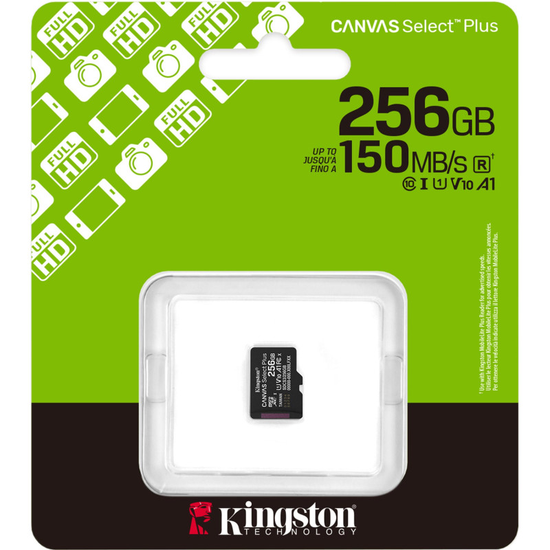Memory card microSDXC 256GB Kingston Canvas Select Plus Gen3 C10 A1, Retail