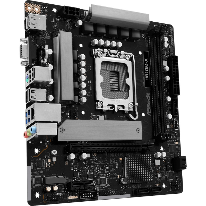 AsRock H810M-X (1851/H810, 2*DDR5, PCIex16, HDMI/DP/VGA, 4xSATA, M.2, 2.5Glan, 7.1ch, mATX)