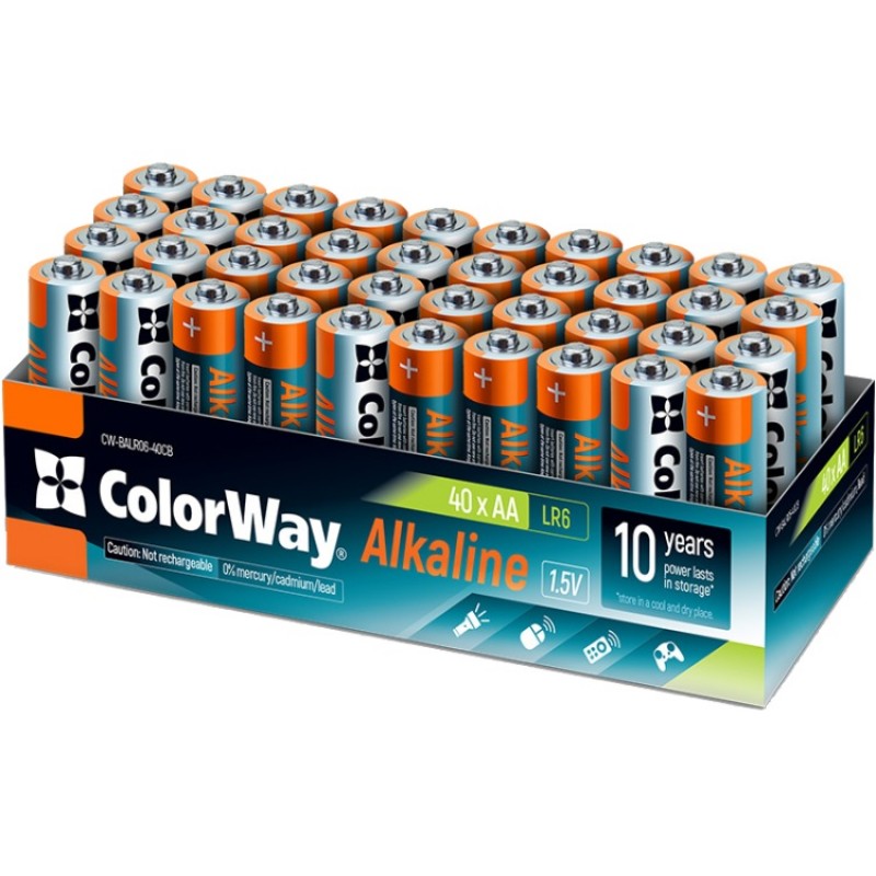 Батарейка AА/LR06, Alkaline Power, лужні, СolorWay, BL (40шт.)