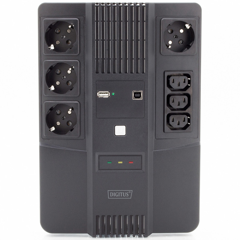 ДБЖ Digitus Line-Interactive, 800VA/480W, LED, 4xSchuko/3xC13, RJ45, USB