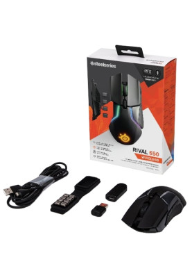 Мишка SteelSeries Rival 650 Wireless, RGB, 12000dpi., 7кн., Dual Sensor, чорна