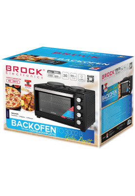 Електрична піч BROCK TO 3002 B 1600Вт/ 30л /електроплита/ механічне керування/чорна