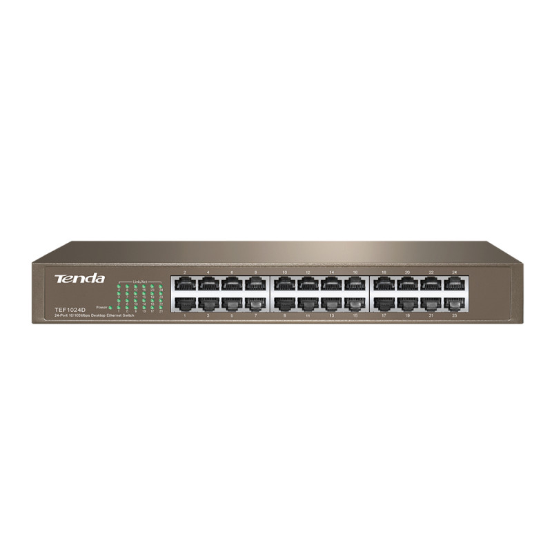 Комутатор TENDA TEF1024D 24xFE, Desktop метал, Некерований