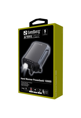 УМБ Sandberg Hand Warmer з обігрівачем рук 10000 mAh 2A, USB, Type-C in, LED ліхтар 1W