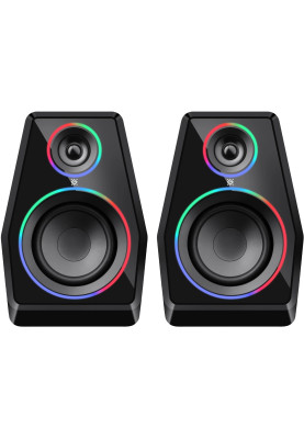 Акустична система 2.0 Defender Solar 10, 10Вт, Bluetooth, RGB підсвітка, USB, чорна