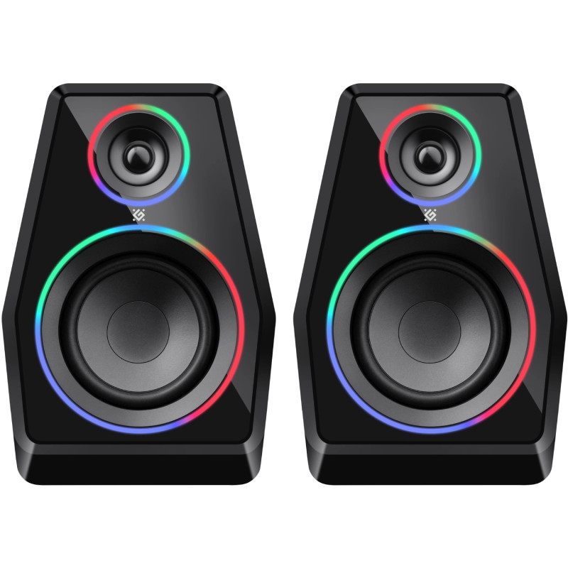 Акустична система 2.0 Defender Solar 10, 10Вт, Bluetooth, RGB підсвітка, USB, чорна