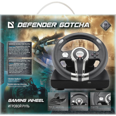 Ігрове кермо Defender Gotcha PC/PS3, вібро, 12 кнопок, з блоком педалей