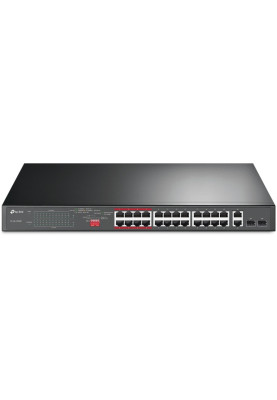 Комутатор TP-Link TL-SL1226P 24xFE (24xPoE), 2xSFP, 250Вт, Некерований