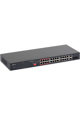 Комутатор TP-Link TL-SL1226P 24xFE (24xPoE), 2xSFP, 250Вт, Некерований