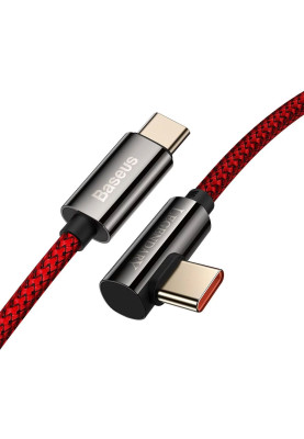 Кабель USB3.1 Type-C M-M, 1 м, 100W (20V/5A), 90° Червоний, Legend Series Elbow CACS Baseus