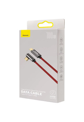 Кабель USB3.1 Type-C M-M, 1 м, 100W (20V/5A), 90° Червоний, Legend Series Elbow CACS Baseus