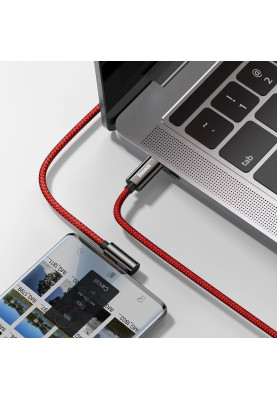 Кабель USB3.1 Type-C M-M, 1 м, 100W (20V/5A), 90° Червоний, Legend Series Elbow CACS Baseus