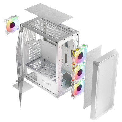 Корпус LogicConcept PORTOS MESH+GLASS ARGB fans 4x120mm WHITE без БЖ ATX Корпус LogicConcept PORTOS MESH+GLASS ARGB fans 4x120mm WHITE без БЖ ATX