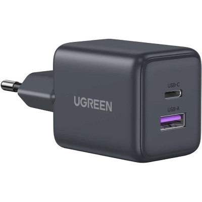 Зарядний пристрій 2xUSB 30W (USB-A + USB-C) X516 Gan сірий Ugreen