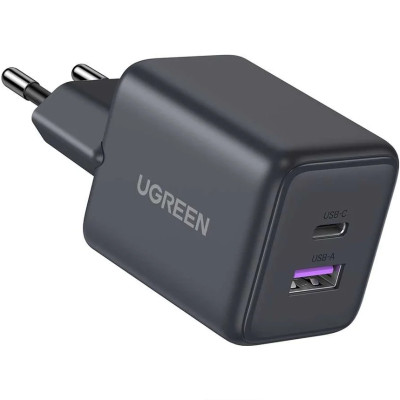 Зарядний пристрій 2xUSB 30W (USB-A + USB-C) X516 Gan сірий Ugreen