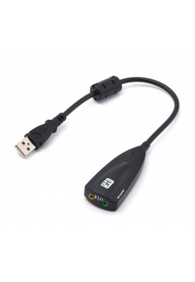 Звукова плата USB, Virtual 7.1 Channel, C-Media, кабель 25 см, чорна