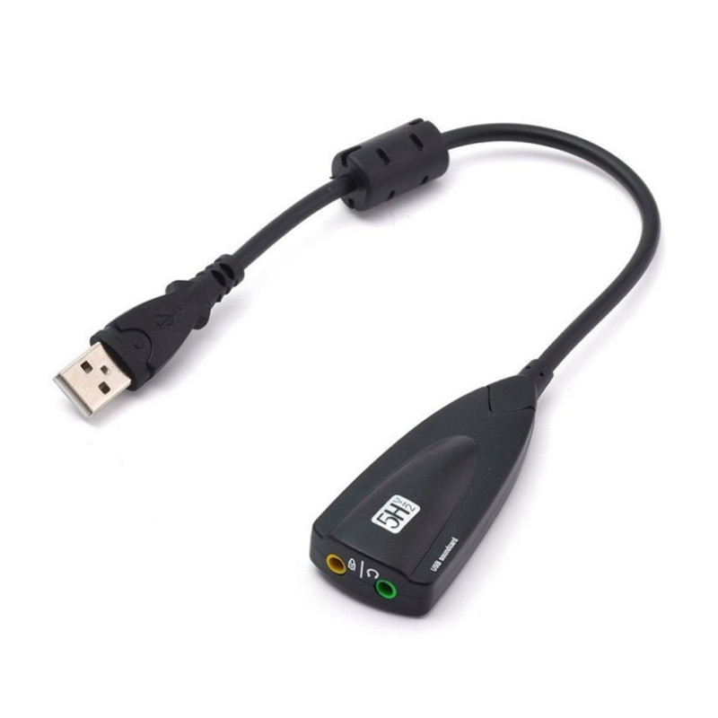 Звукова карта USB AUX jack, 2*TRS (Mic + Ear)  Virtual 7.1 Channel, C-Media, кабель 25 см, чорна