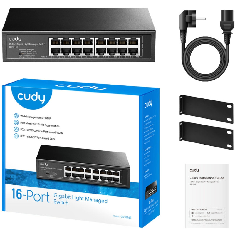 Комутатор Cudy GS1016E, 16-Port Gigabit Easy-Managed Switch