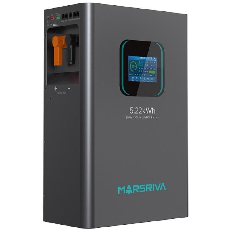 Акумуляторна батарея Marsriva LiFePO4, 25.6V/204Ah, 5.22KWH, wall mounted