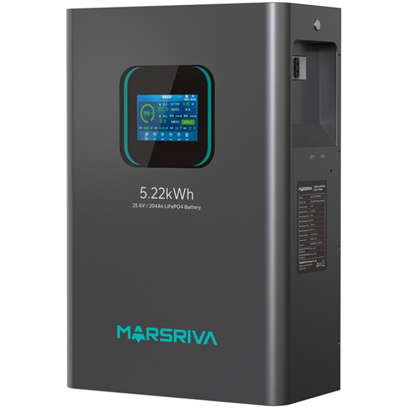 Акумуляторна батарея Marsriva LiFePO4, 25.6V/204Ah, 5.22KWH, wall mounted