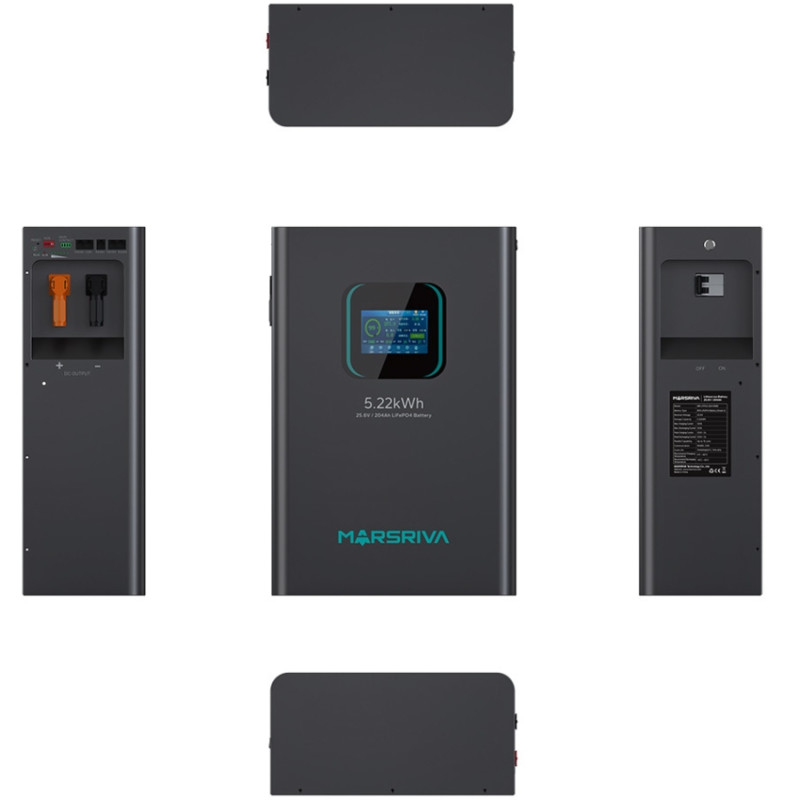 Акумуляторна батарея Marsriva LiFePO4, 25.6V/204Ah, 5.22KWH, wall mounted