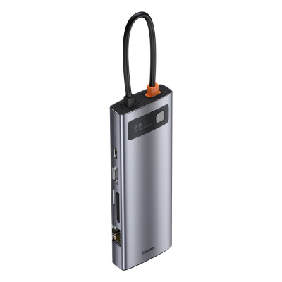 Док-станція USB3.1 Type-C-->USB C(PD)100W/HDMI 4K 30Hz/VGA/USB3.2/RJ45/SD+TF,9in1 Grey Baseus