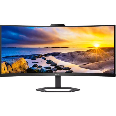 TFT 34" Philips 34E1C5600HE, WQHD, VA, sRGB 123,24%, 100Гц, 1мс, HDMI, DP, USB-C, webcam, HAS, кол