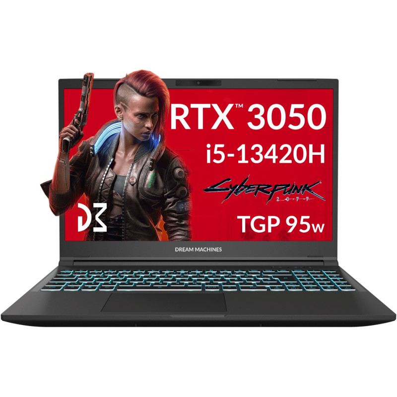 Ноутбук Dream Machines RG3050-15UA71 15.6” FHD 144Hz/i5-13420H/16 GB/SSD 1TB/RTX3050/GLAN/DOS (RG3050-15UA71)