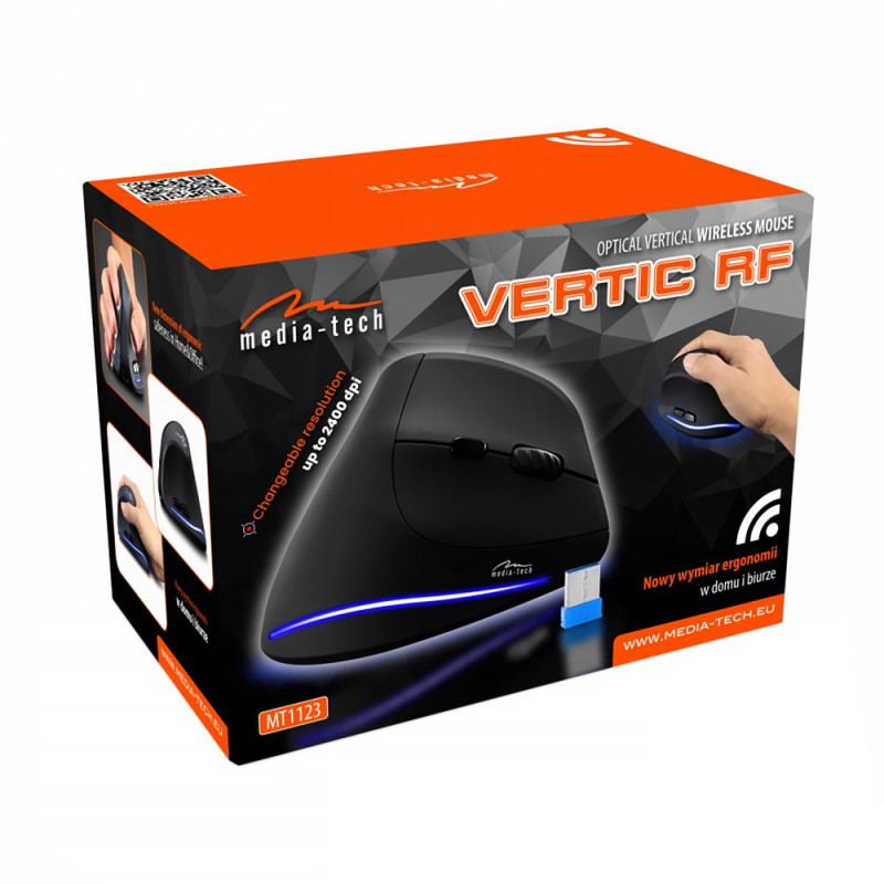 Мишка  Media-Tech VERTIC, бездротова, 5кн., 2400dpi, чорна