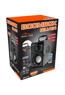 Акустична система 1.0 Media-Tech 15W, Bluetooth/FM/AUX/SD/USB/пульт/BOOMBOX, срібна мембрана, чорна