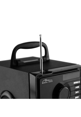 Акустична система 1.0 Media-Tech 15W, Bluetooth/FM/AUX/SD/USB/пульт/BOOMBOX, срібна мембрана, чорна