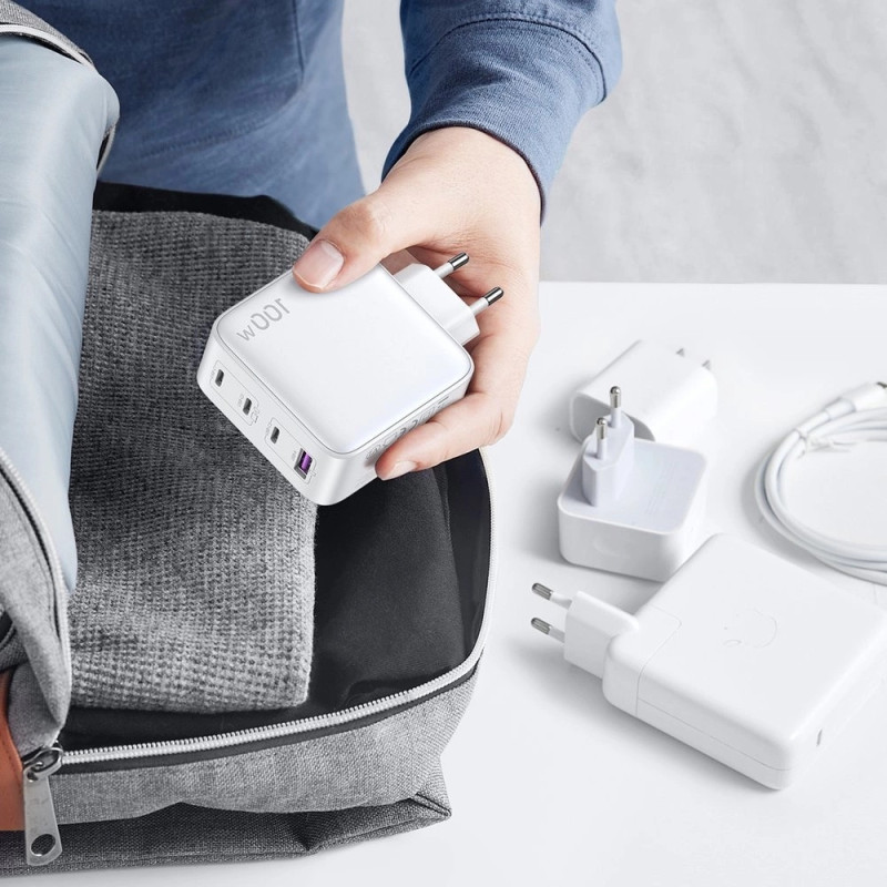Зарядний пристрій 4xUSB 100W (3хUSB-C+USB-A) Gan білий CD226 Ugreen