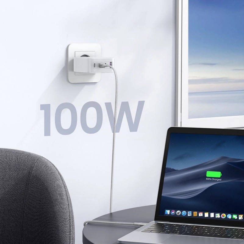 Зарядний пристрій 4xUSB 100W (3хUSB-C+USB-A) Gan білий CD226 Ugreen