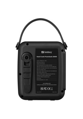 УМБ Sandberg 20000mAh 20W, динамо-зарядка, UPS mode, QC3.0, 2хUSB 2xType-C ліхтарик, прожектор