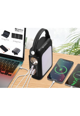 УМБ Sandberg 20000mAh 20W, динамо-зарядка, UPS mode, QC3.0, 2хUSB 2xType-C ліхтарик, прожектор