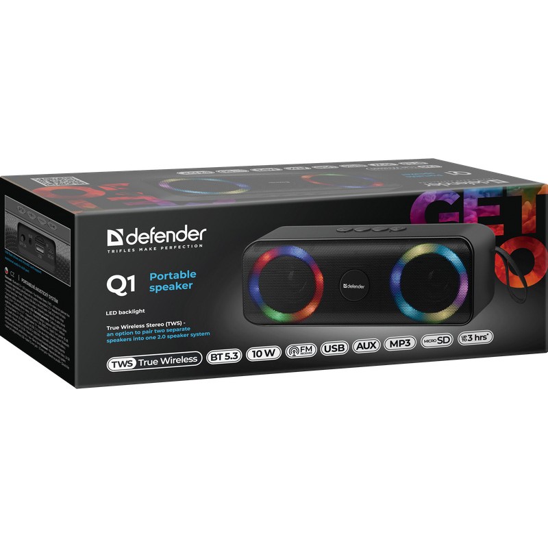 Акустична система 1.0 Defender Q1 10W Light/BT/FM/USB/TF/AUX