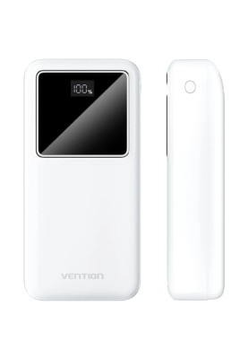 УМБ Vention 30000mAh 22.5W 3A, PD,QC3.0, Micro-USB,USB-C,2xUSB-A,LED Display White