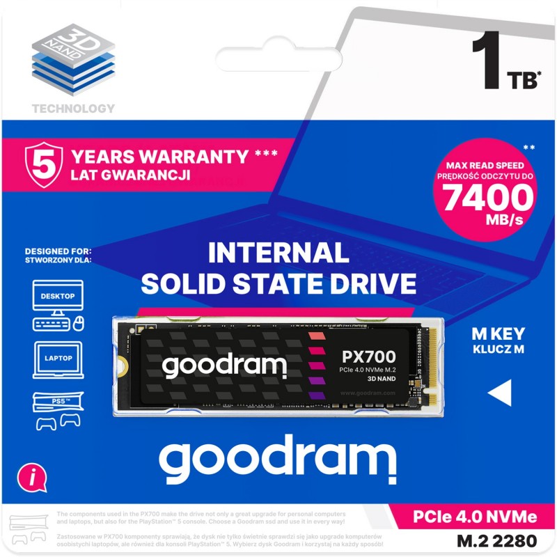 Накопичувач SSD 1Tb GoodRAM PX700 M.2 2280 PCIe NVMe Gen 4x4 3D NAND, Retail