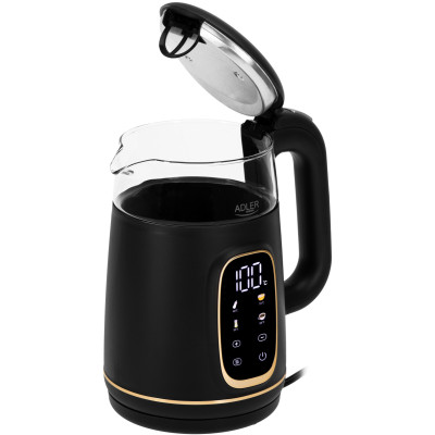 Електрочайник Adler AD 1305 black gold 1850-2200Вт/ 1.7л/ скло/ встановлення температури/