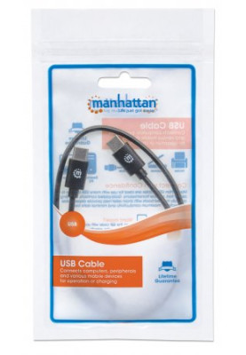 Кабель USB Type-C M-Type-C M, 0.5 м, USB 2.0, чорний Manhattan