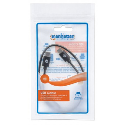 Кабель USB Type-C M-Type-C M, 0.5 м, USB 2.0, чорний Manhattan