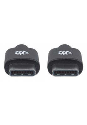 Кабель USB Type-C M-Type-C M, 0.5 м, USB 2.0, чорний Manhattan