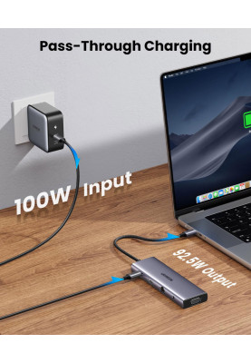 Док-станція USB3.1 Type-C --> HDMI/VGA/USB 3.0х3/RJ45/SD/TF/PD/3,5мм TRRS 100W 10-in-1 CM498 Ugreen