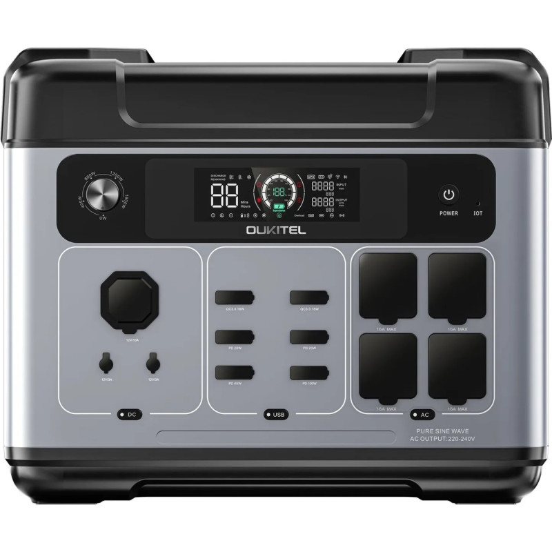 Зарядна станція Oukitel P2001e Plus 2400Вт (2048Вт/г)  LiFePo4 UPS, MPPT