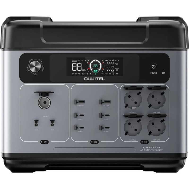 Зарядна станція Oukitel P2001e Plus 2400Вт (2048Вт/г)  LiFePo4 UPS, MPPT