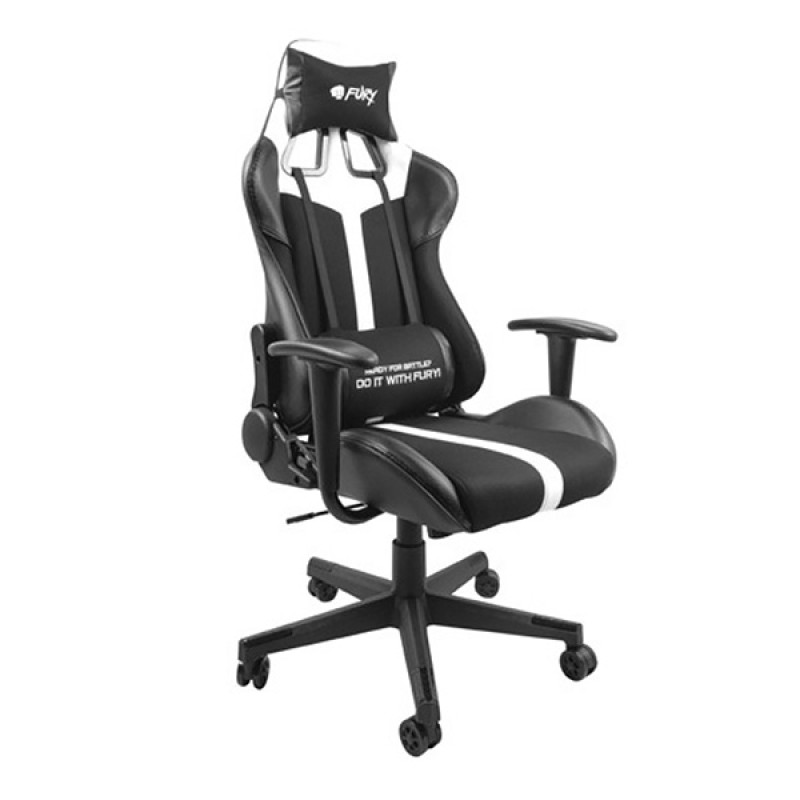 Крісло ігрове Gaming Chair Fury Avenger XL, 60мм, Black-White