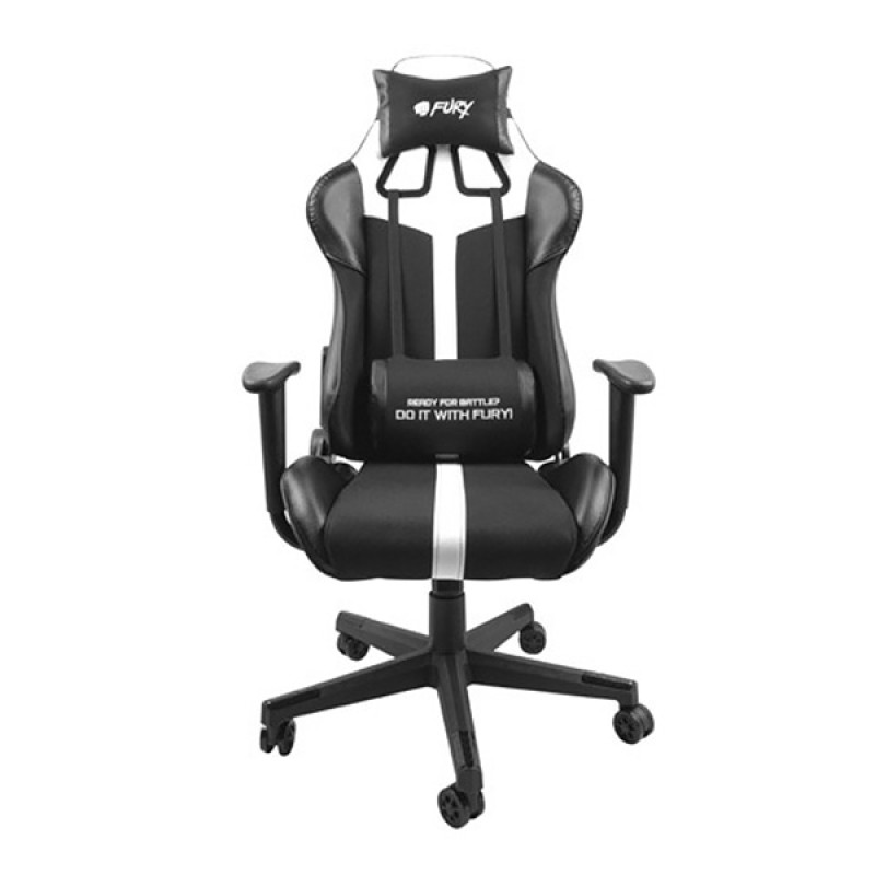 Крісло ігрове Gaming Chair Fury Avenger XL, 60мм, Black-White