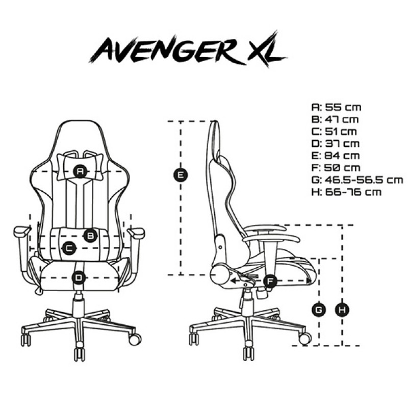 Крісло ігрове Gaming Chair Fury Avenger XL, 60мм, Black-White