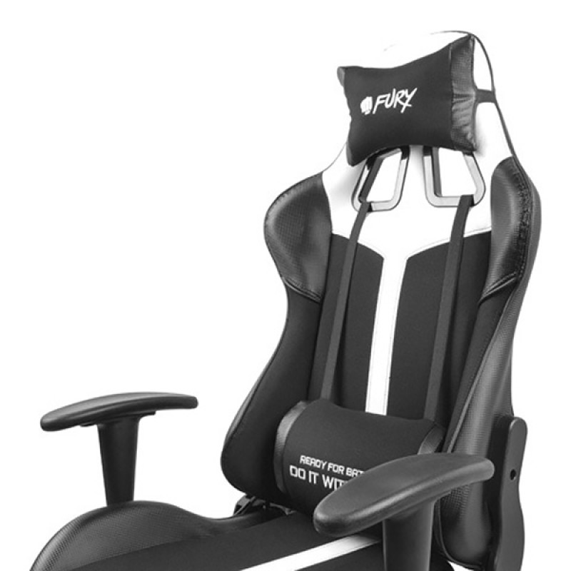 Крісло ігрове Gaming Chair Fury Avenger XL, 60мм, Black-White
