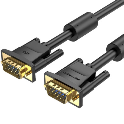 Кабель VGA 15M-15M, 8.0м, з ферритами, чорний Vention